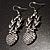Antique Silver Heart Crystal Drop Fashion Earrings - view 7