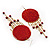Red Disk Metal Chandelier Fashion Earrings - view 3