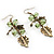 Antique Gold Leaf&Butterfly Dangle Earrings (Green) - view 8