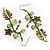 Antique Gold Leaf&Butterfly Dangle Earrings (Green) - view 3