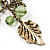Antique Gold Leaf&Butterfly Dangle Earrings (Green) - view 7