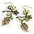 Antique Gold Leaf&Butterfly Dangle Earrings (Green) - view 5