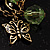 Antique Gold Leaf&Butterfly Dangle Earrings (Green) - view 6