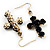 Gold-Tone Rose Cross Fashion Earrings (Black) - view 2