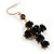Gold-Tone Rose Cross Fashion Earrings (Black) - view 3