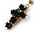 Gold-Tone Rose Cross Fashion Earrings (Black) - view 4