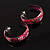Pink Floral Metal Hoop Earrings - view 7