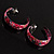 Pink Floral Metal Hoop Earrings - view 8