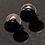 Set Of 3 Black Button Shaped Stud Earrings (22mm, 17mm, 13mm) - view 8
