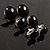 Set Of 3 Black Button Shaped Stud Earrings (22mm, 17mm, 13mm) - view 7