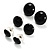 Set Of 3 Black Button Shaped Stud Earrings (22mm, 17mm, 13mm) - view 2