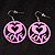 Pink 'Love' Metal Hoop Earrings
