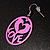 Pink 'Love' Metal Hoop Earrings - view 5