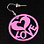 Pink 'Love' Metal Hoop Earrings - view 7