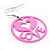 Pink 'Love' Metal Hoop Earrings - view 6