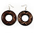 Wooden Brown Donut Drop Earrings