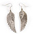 Silver Tone Clear Crystal Wing Earrings - 65mm L - view 6