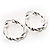 Rhodium Plated Twisted Hoop Earrings (35mm diameter) - view 4