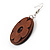 Round Wood Floral Dangle Earrings (Brown) - view 2