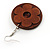 Round Wood Floral Dangle Earrings (Brown) - view 5