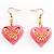 Pink Plastic Heart Drop Earrings - view 7