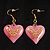 Pink Plastic Heart Drop Earrings - view 3