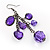 Purple Plastic Faceted Bead Dangle Earrings - view 2