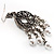 Marcasite Ornate Faux Pearl Chandelier Earrings (Antique Silver Tone) - 9cm Length - view 6