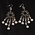 Marcasite Ornate Faux Pearl Chandelier Earrings (Antique Silver Tone) - 9cm Length - view 3