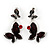 Burgundy Enamel Butterfly Drop Earrings