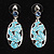 Rhodium Plated Crystal Oval Drop Earrings (Sky Blue) - view 5