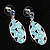 Rhodium Plated Crystal Oval Drop Earrings (Sky Blue) - view 7