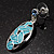 Rhodium Plated Crystal Oval Drop Earrings (Sky Blue) - view 6