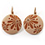 Small Round Floral Crystal Drop Earrings (Beige&Cream)