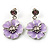 Lilac Enamel Flower Drop Earrings - view 2
