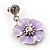 Lilac Enamel Flower Drop Earrings - view 3