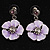 Lilac Enamel Flower Drop Earrings