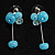 Aqua Blue Resin Bead Drop Earrings - view 2
