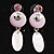 Pink Enamel Crystal Drop Earrings - view 3