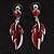 Red Enamel Crystal Leaf Drop Earrings - view 2