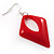 Bright Red Plastic Triangular Hoop Earrings - view 3