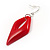 Bright Red Plastic Triangular Hoop Earrings - view 4