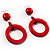 Red Long Plastic Drop Hoop Earrings - view 2
