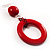 Red Long Plastic Drop Hoop Earrings - view 4
