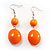 Orange Plastic Bead Drop Earrings