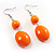 Orange Plastic Bead Drop Earrings - view 2
