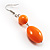 Orange Plastic Bead Drop Earrings - view 3