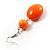 Orange Plastic Bead Drop Earrings - view 4