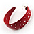 Red Wide Polka Dot Hoop Earrings - view 4