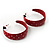 Red Wide Polka Dot Hoop Earrings - view 2